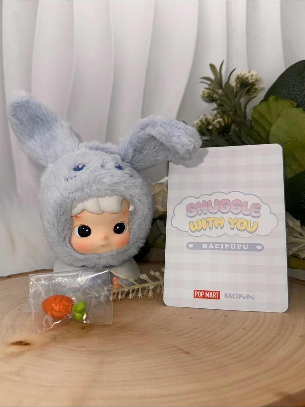 Hacipupu Snuggle With You Plush Bunny Hat - Light Gray
